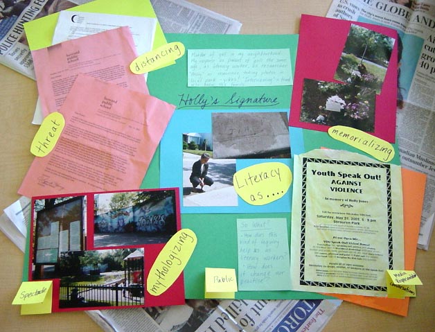 poster display chart of the elements of Sheila's study